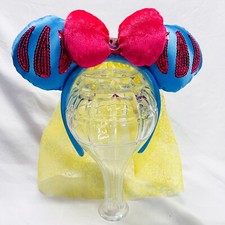 Disney Parks Snow White Ears Pink/Blue/Yellow Veil Headband Youth Princess