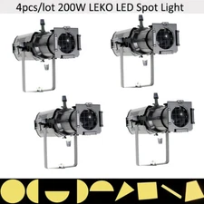 US Stock 4pcs/lot RDM 200W LEKO LED Profile LED Spot Light 3200k/19° Edison LED