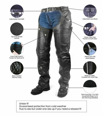 HARLEY DAVIDSON  Chaps en Cuir Chaps Motard - Pantalon Noir Gr. L
