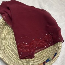 Women fashion Hijab scarf head cover shawl wrap no slip beaded burgundy