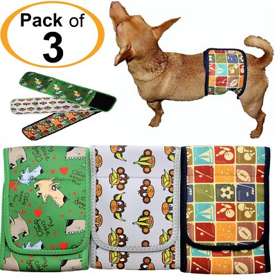 PACK -3pcs Male Diapers Dog BELLY BANDS Wrap Reusable Washable NEOPRENE XXS-XXXL