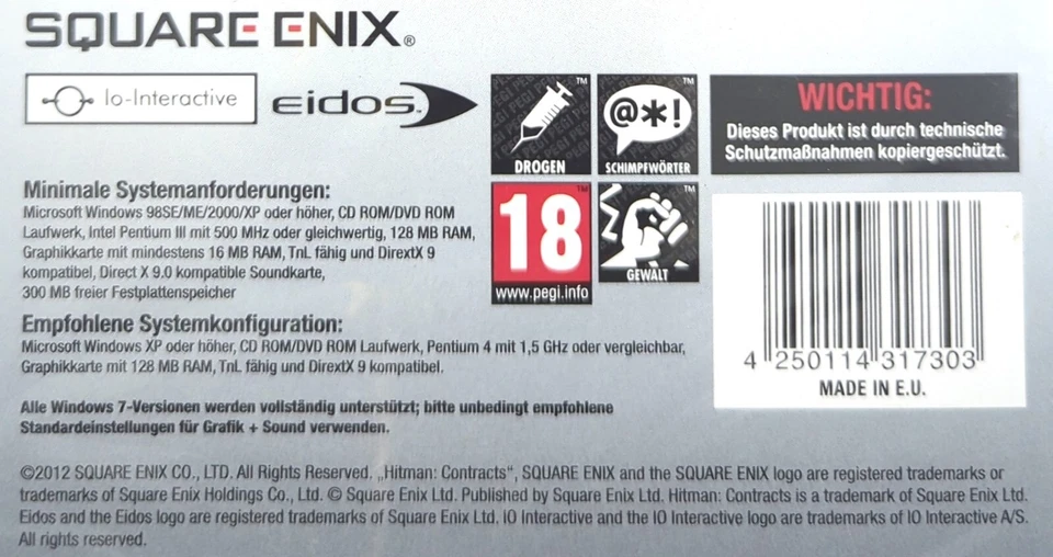 Hitman Quadrology (PC DVD) Neu, B-Ware - Square Enix Masterpieces - Bild 3 von 4