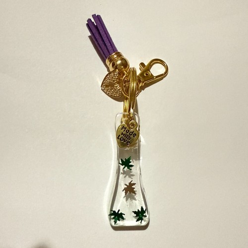 Resin Initial Keychain with Metallic Maple Leaves, includes 2 Charms & a Tassel - Picture 31 of 48