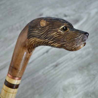Cane Walking Stick Wooden carved Handmade - Otter