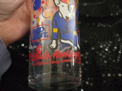 Vaso de cerveza Bud Light Spuds MacKenzie 1987 Libbey Pilsner fiesta animal vintage - Imagen 5 de 6