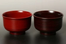 Pair Owan Japanese soup bowl Echizen Lacquerware Handcraft Dinoko Hasori