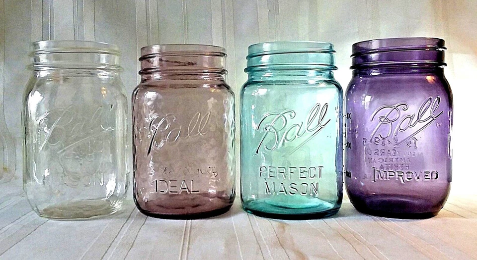 Tarro Ball Mason púrpura azul rosa verde transparente 16 oz PINTA vidrio seguro para enlatar Foto 2 de 4