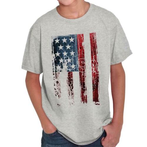 USA United States of America Flag Patriotic Unisex Kids Youth Crew T Shirts - Picture 3 of 4