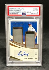 Greg Maddux 2021 Immaculate Gold #1/5 Dugout Collection Autograph (Psa 8 NM-MT)