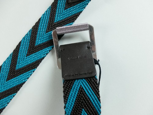 BOTTEGA VENETA fondente e cintura blu tessuto chevron e pelle taglia 100/40 - Foto 9 di 10