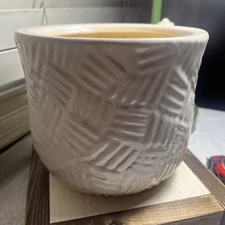 White Pottery Garden Planter Basket Weave Indoor/outdoor