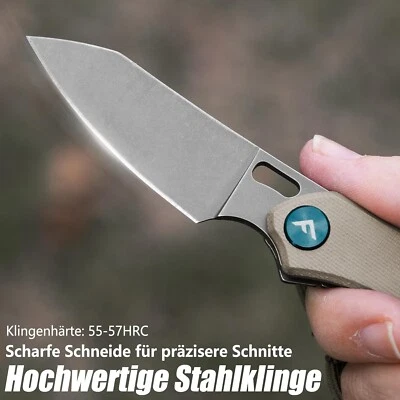 FLISSA braun Klappmesser mit G10-Griff,Scharfes Einhandmesser Outdoor Messer