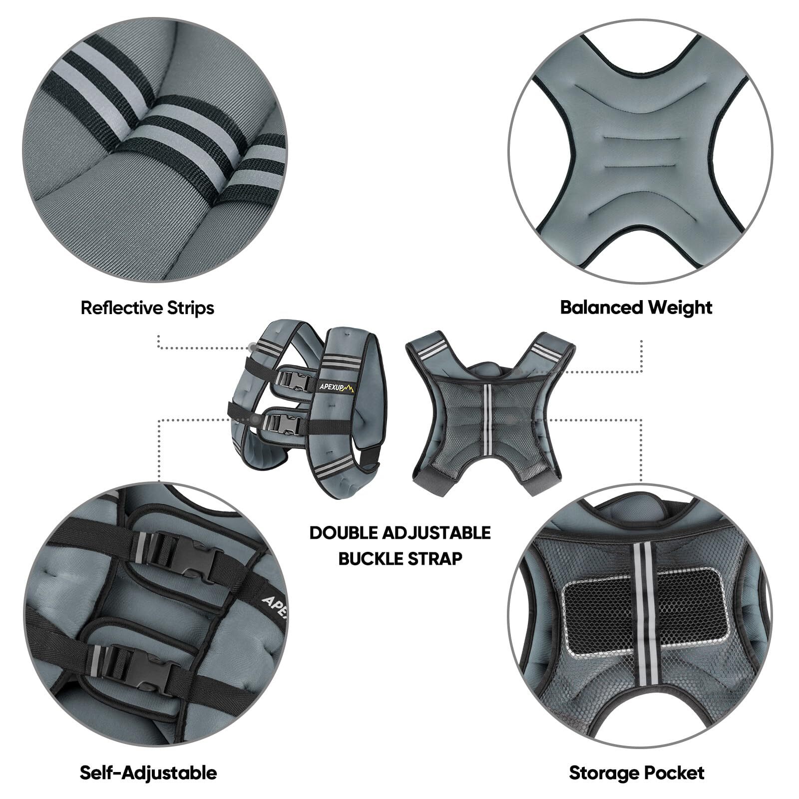 	APEXUP Weighted Vest with 5lbs/10lbs/15lbs/20lbs/25lbs/30lbs Weights and	