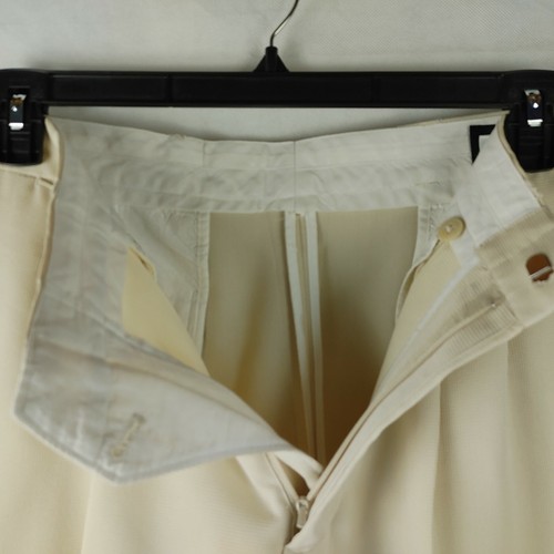 Ashworth Men's Beige/Light Yellow Mini Check Dress Pants 34.29.5 Pleated - Picture 8 of 12