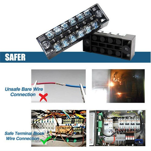 15A US Dual Row 3-12 Positions 600V Screw Terminal Block Terminal Barrier Strip - Picture 4 of 18