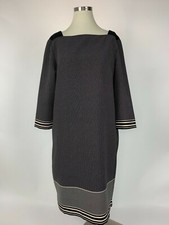 Ann Taylor Black Ivory Stripe Polka Dot Shift Dress 10 Lovely