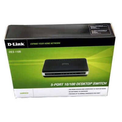 NIB D-Link DES-1105 5 Port 10/100 Desktop Switch (Wired) Factory Sealed (1548B)