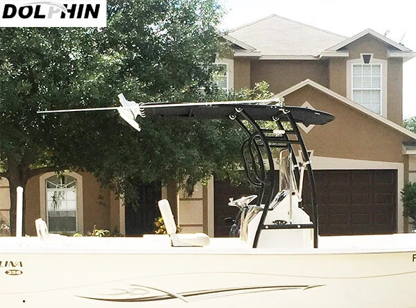 Dolphin Pro2 Boat T Top Black Coated Black Canopy + Pro Leaning Post 5 Yrs Wty