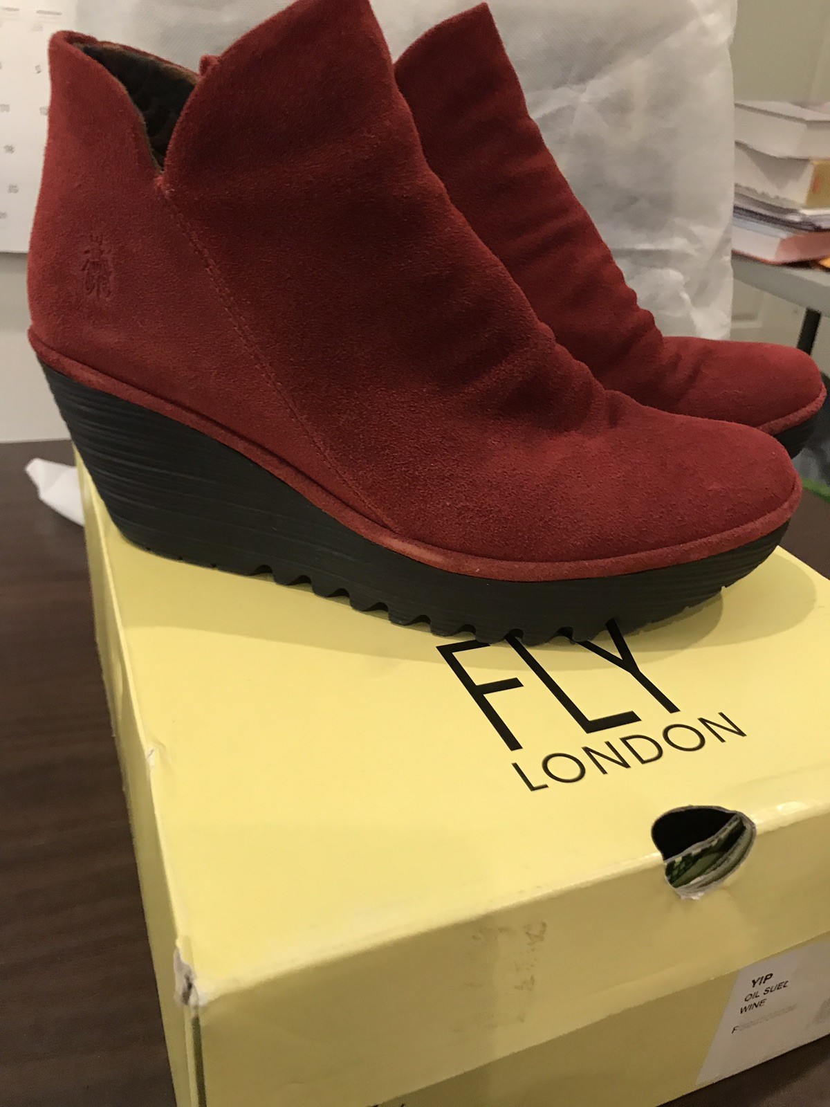 Fly London London London Women's Yip Leather Wedge Booties Red Suede Size 40 c02c87 Fly London London London Women's Yip Leather Wedge Booties Red Suede Size 40 c02c87