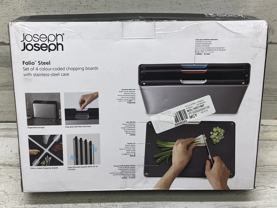 Juego de 4 tablas de cortar Joseph Joseph Folio acero inoxidable nuevo Foto 3 de 4
