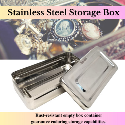 Stainless Steel Jewelry Storage Box for Everyday Use & Travelling 8''Lx4''Wx2''H
