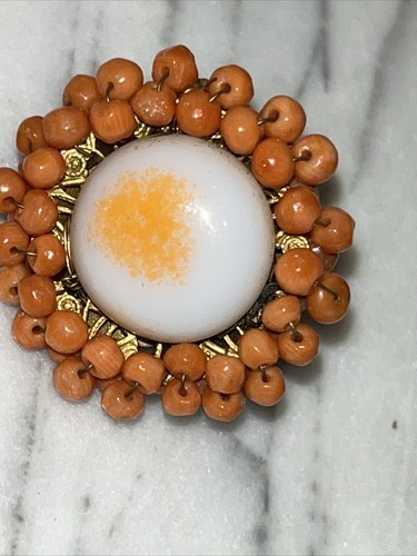 Rare Vintage & Antique Signed Miriam Haskell 1940’s Coral Bracelet & Earrings - Picture 8 of 24