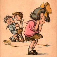 And Woman Must Be Satisfied With The Remains Boys Fighting Over Girl Postcard