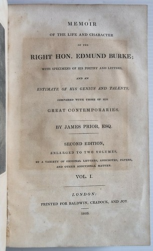 1826 / MEMOIR OF EDMUND BURKE - IRISH STATESMAN / 2 VOLS / POLITICS - PHILOSOPHY - Picture 9 of 12