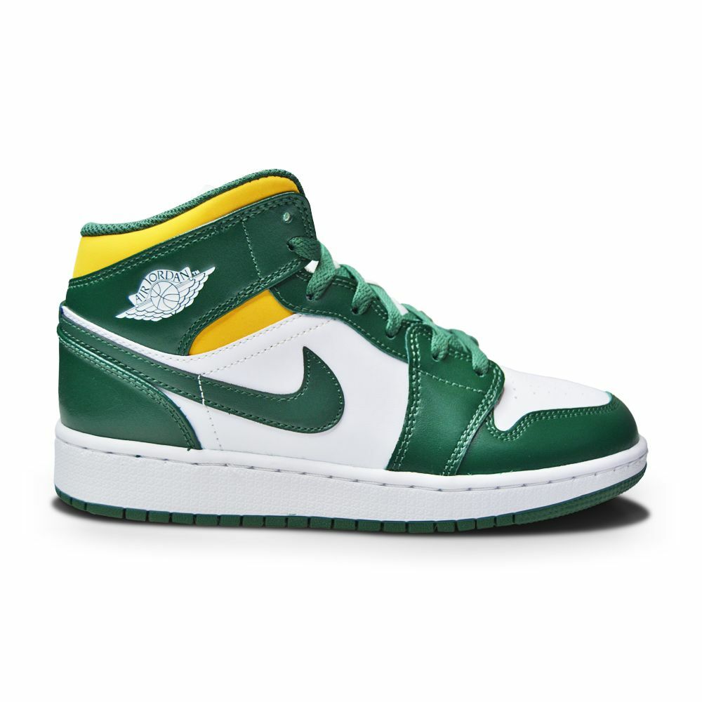 Юниорские кроссовки Nike Air Jordan 1 Mid - 554725 371 - Nobel Green Pollen White
