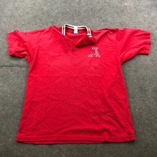 Arkansas Razorbacks Shirt Mens Medium Red Woo Pig Logo Henley Short Sleeve