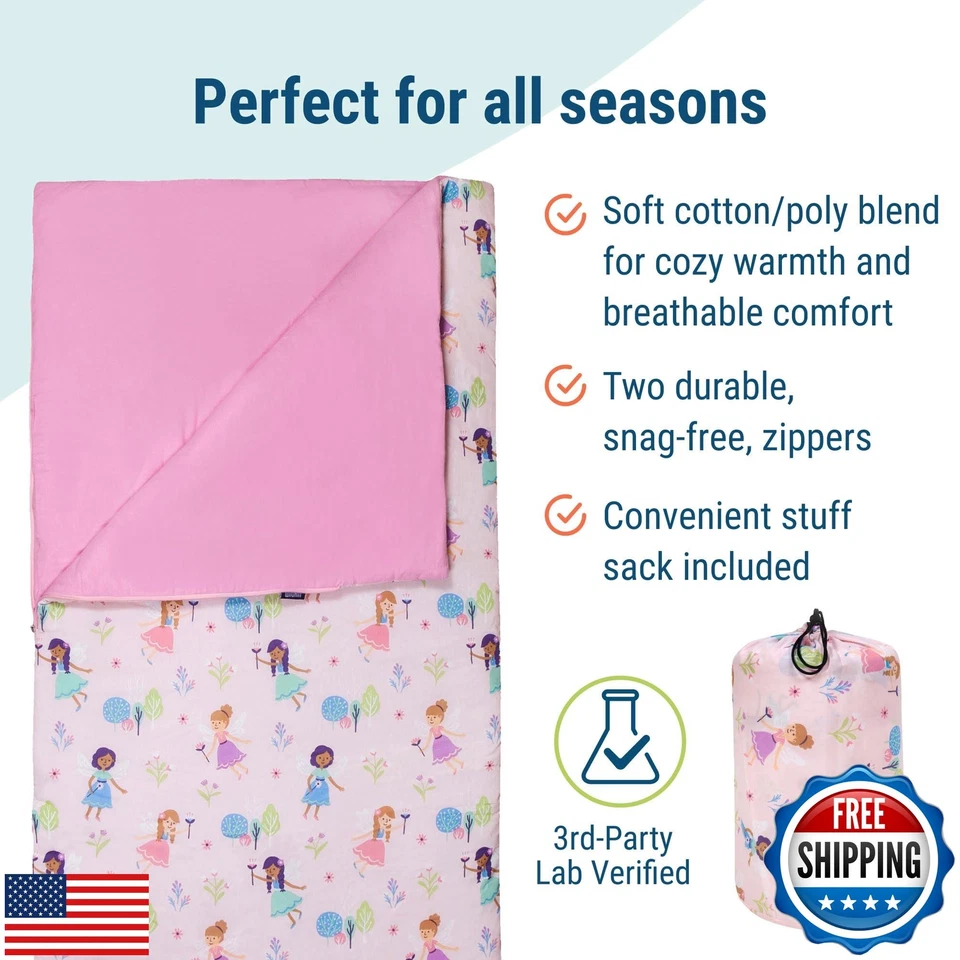 Wildkin Kids Sleeping Bag – Roll-Up Design with Storage Bag for School, Trave - Image 3 of 4