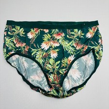 Cacique Underwear 22/24 No Show Full Brief Panties Green Floral NWOT