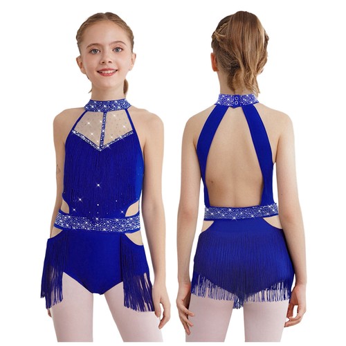 Kids Girls Bodysuit Modern Leotard Show Dress Costume Dancewear Ballet Latin - Picture 7 of 78