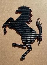CF Carbon Fiber Prancing Horse Ferrari Style 6.75" x 4.75: Made in USA Man Cave
