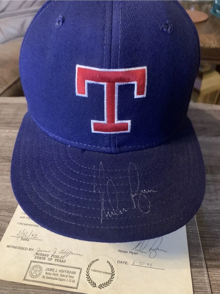 Sombrero autografiado por Nolan Ryan Texas Rangers con certificado de autenticidad imagen autografiada con marca de agua Foto 4 de 4