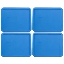 Pyrex 7212-PC Marine Blue Rectangle Plastic Food Storage Replacement Lid(4-Pack)