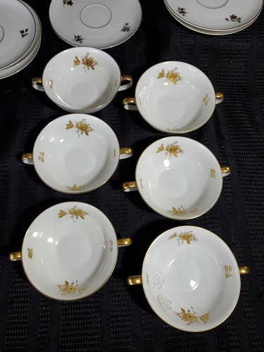 6 ANTIQUE H&C HEINRICH & CO. GOLD GILDED SOUP CUP SAUCER SELB BAVARIA Germany - Picture 8 of 13