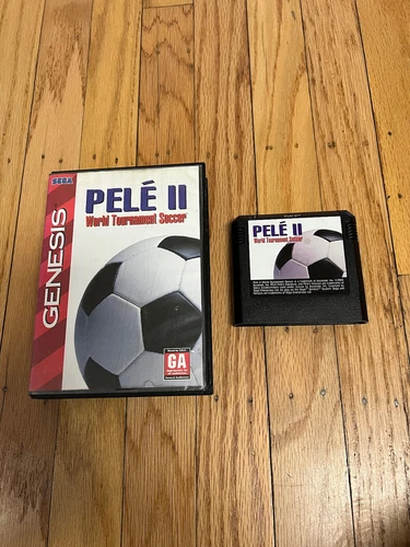 VTG Sega Genesis Pele II 2 Soccer Game Cart Box Case Art Tested Working
