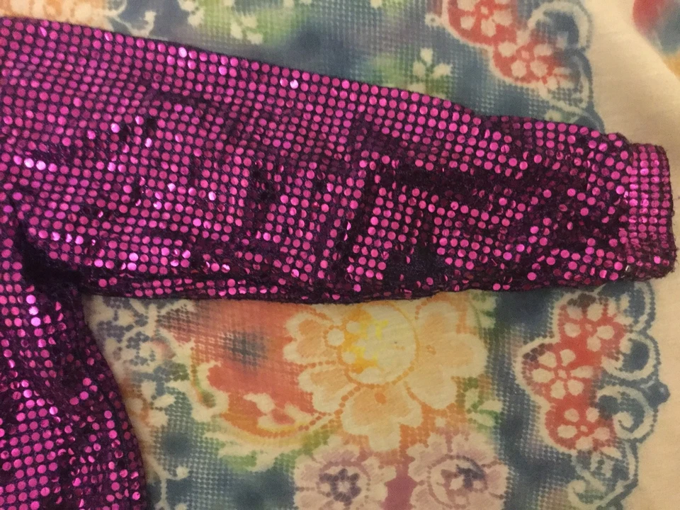 EUC S блестящий фиолетовый зеркало ткани низ кнопка гламур диско Rockettes куртка. - Изображение 2 из 4