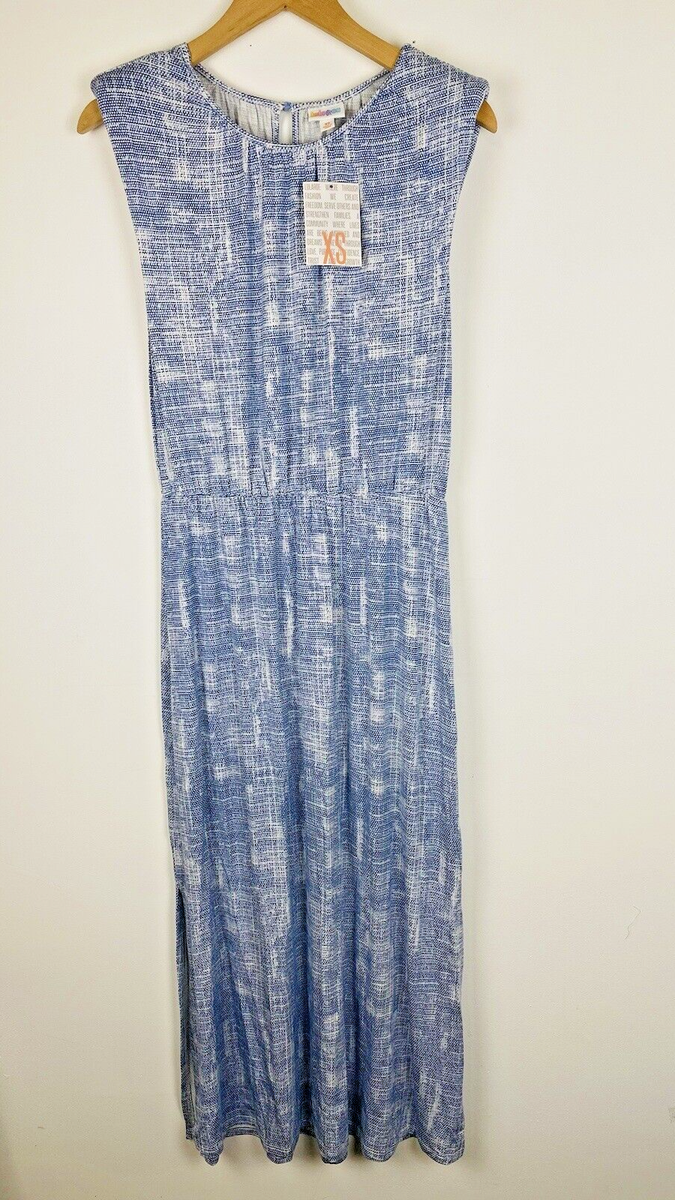 NWT LuLaRoe Serenity Size XS Blue White Career Collection Sleeveless Maxi  Dress | eBay