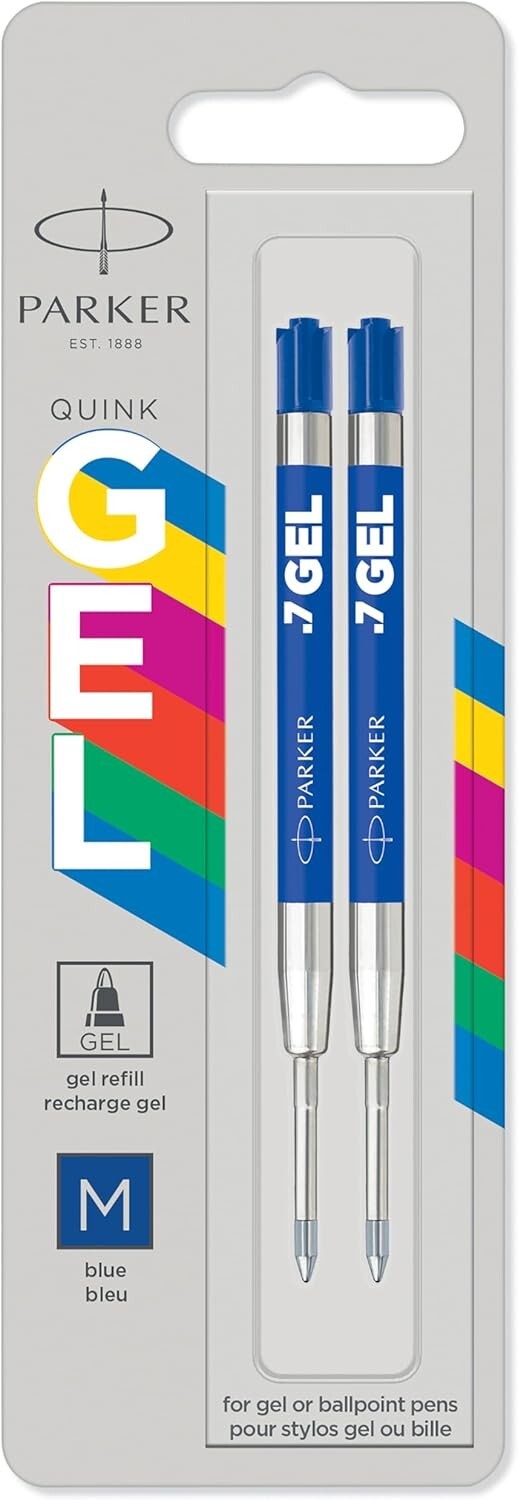 Parker Jotter Originals Gel Pen Refills | Smooth Blue Gel Ink Refills Medium Tip
