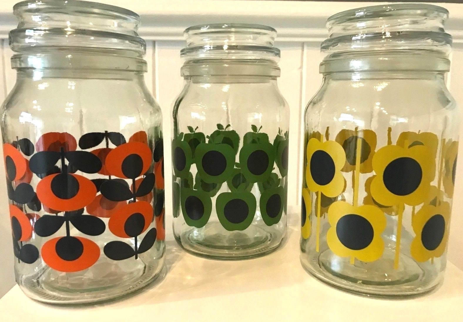 Rare Retro Orla Kiely 3 Limited Edition Glass Douwe Egberts Coffee