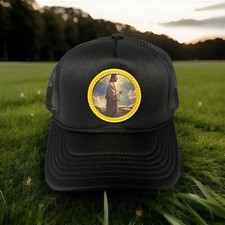 Jesus Trucker Hat - Black Hat -Yves Versac Custom Gold Frame - Brand New - Cap