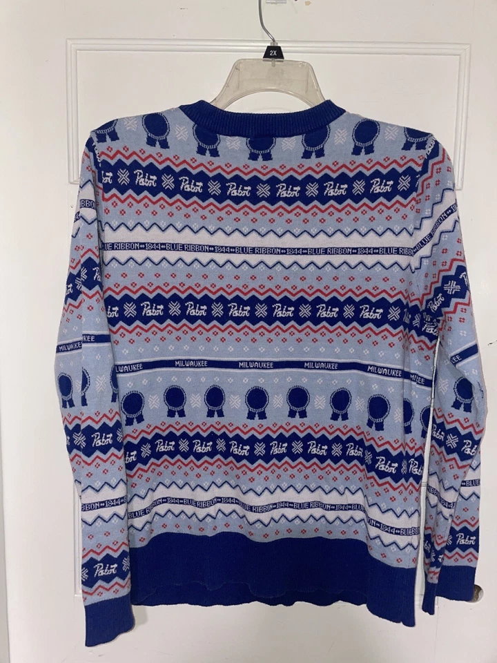 Suéter Pabst Cinta Azul Cerveza PBR 1844 Fiesta Feo Navidad Perfecto XXL Foto 2 de 4