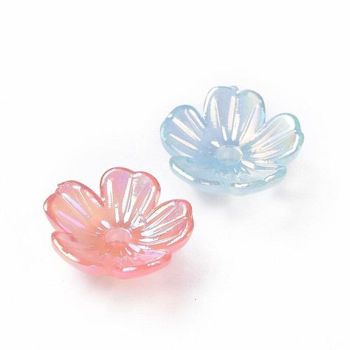 Small Plastic Flower Beads Mixed Pastel Colours 10mm Diameter 100pcs - Picture 5 of 6