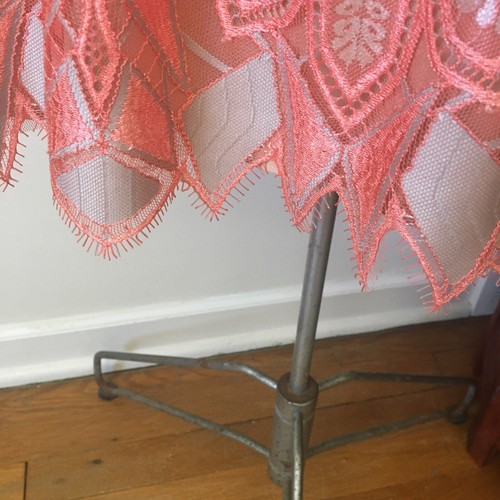 BCBG Maxazria Coral Pink Art Deco Lace “Megyn” Halter Neck Dress - Picture 5 of 9