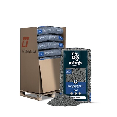 Holzhackschnitzel Grau Deko Kiefer Holz Hack 5-60mm 60l x 13 Sack 780l Palette
