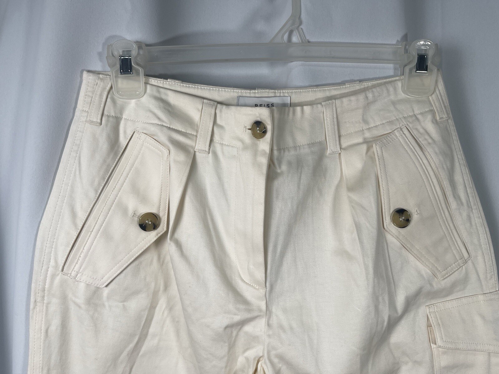 REISS Bleeker Utility Taper Trousers In Cream Sz 6 New image 4