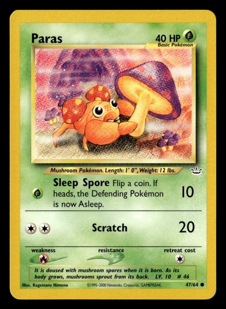 Paras Common Unlimited Neo Revelation 47/64 NM Pokémon TCG