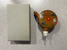 Vintage Swiss Switzerland Wood Wine Stopper Pour Music Box O Du Lieber Augustin